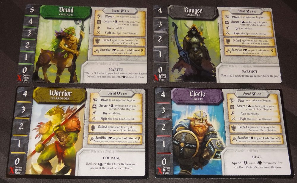 Tiny Epic Defenders characters