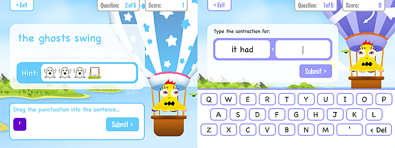 More Example Screens from Squeebles Punctuation, Image: KeyStageFun