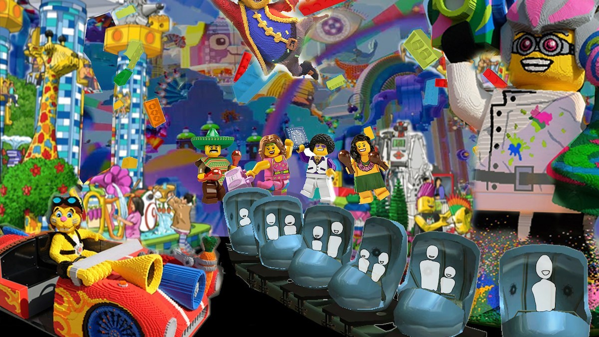 Conceptual illustration of the "Great LEGO Adventure" at LEGOLAND New York Resort.