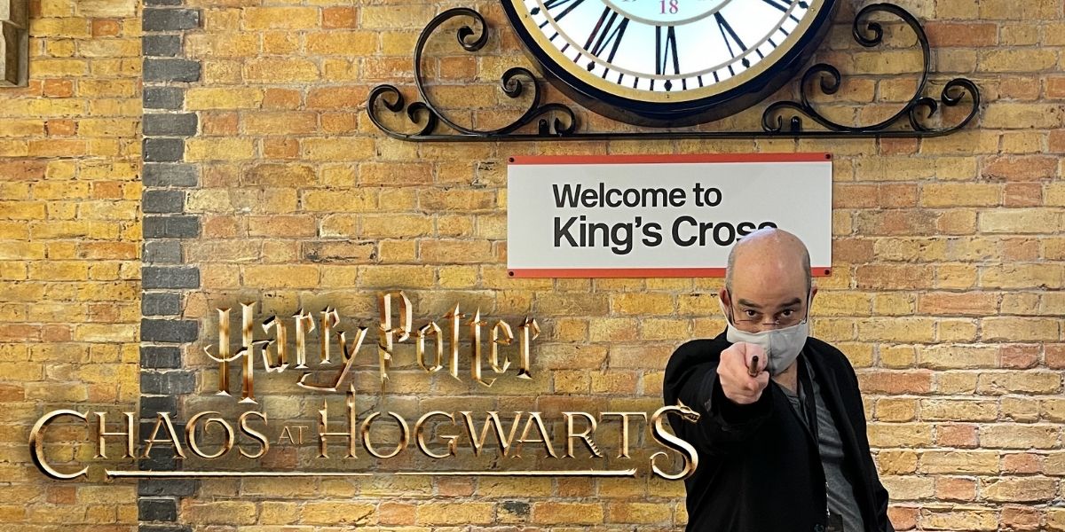 Your intrepid wizard boarding at King’s Cross Station for a trip to Hogwarts.