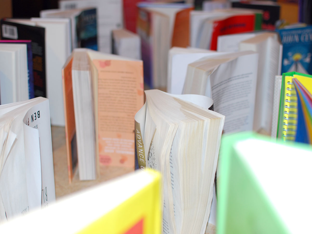 Water damaged books airing out