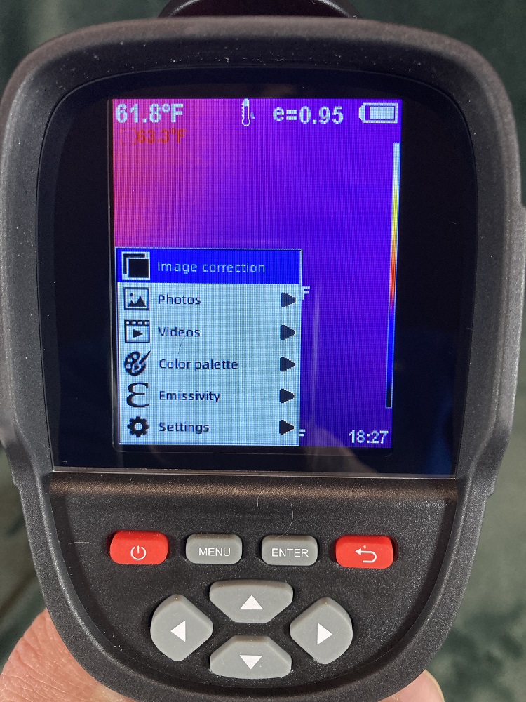 view of display and buttons