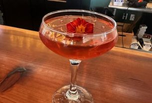 A cocktail on the bar at Calwise distillery.