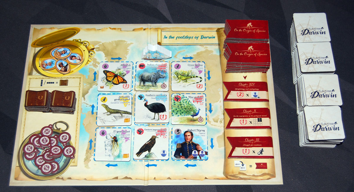 In the Footsteps of Darwin journey board setup