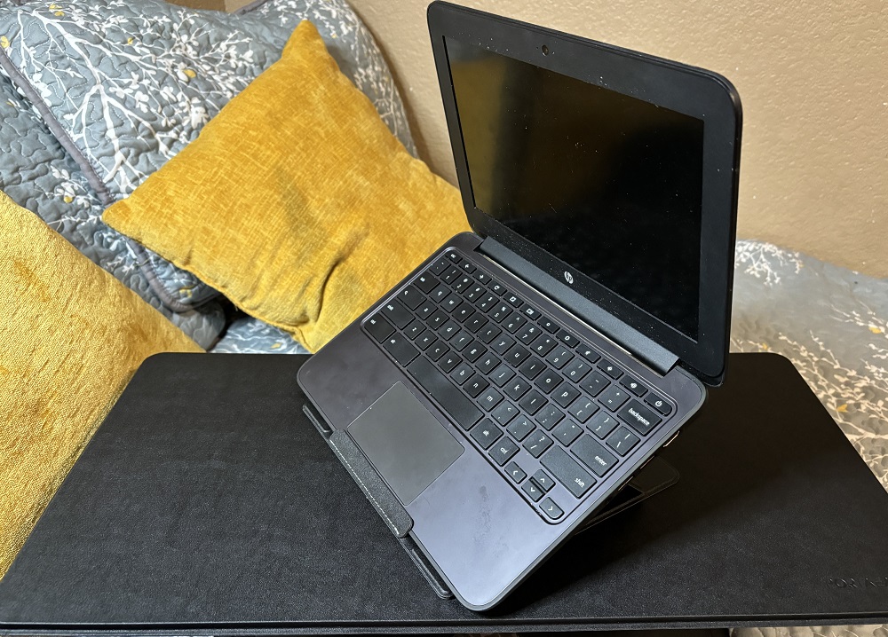 laptop on computer stand