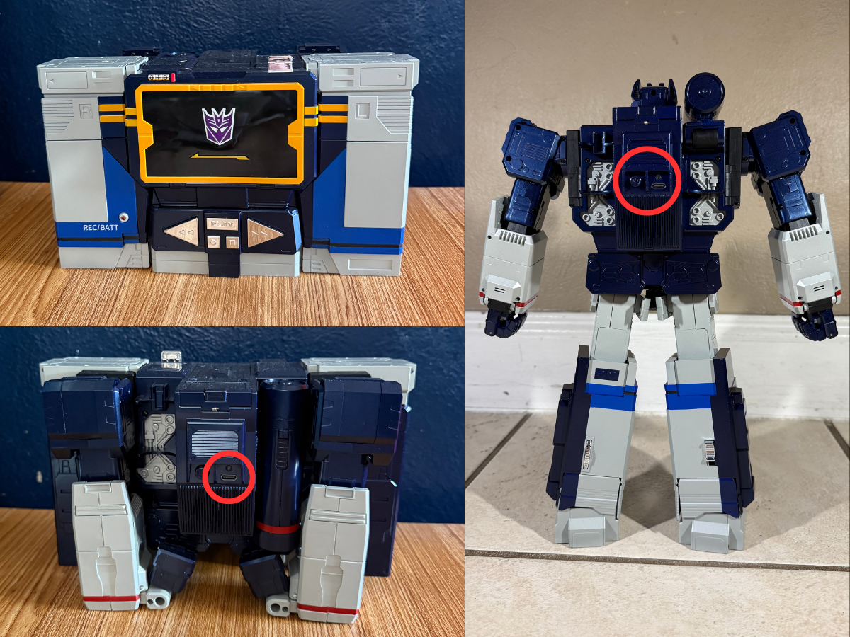 Charging port location circled in red