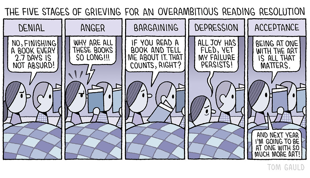 Tom Gauld Cartoom About Reading Resolutions
