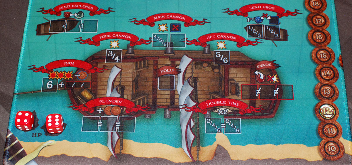 Six-Sided Seas ship portion of playmat
